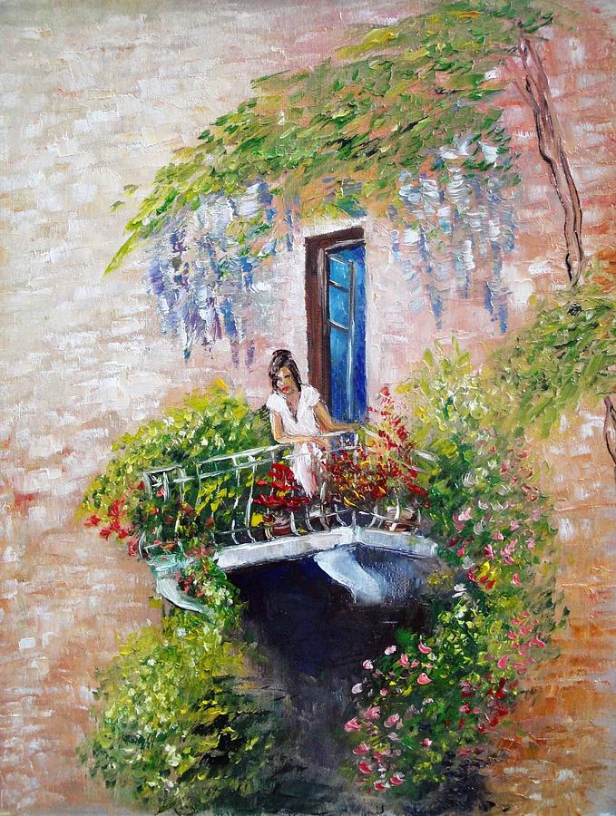 679x900 Lady On The Balcony Painting By Svetlana Semenova - Balcony Painting