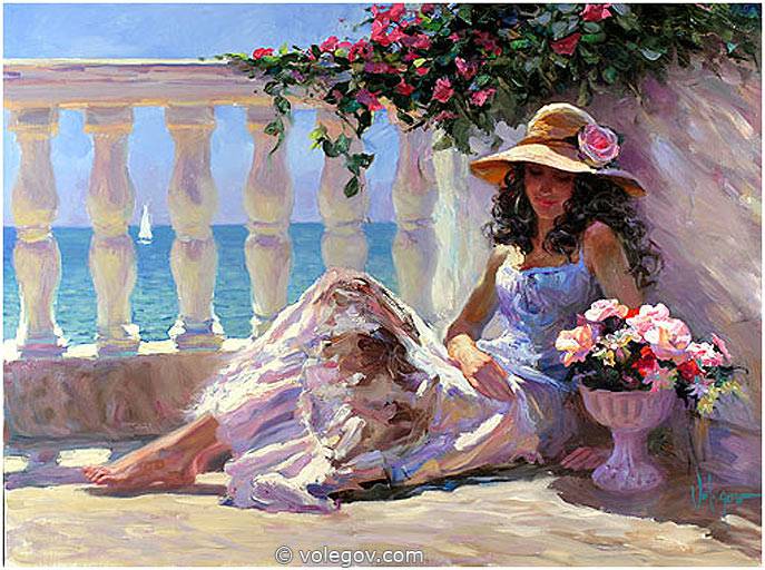 687x512 Mediterranean Balcony, Painting, - Balcony Painting