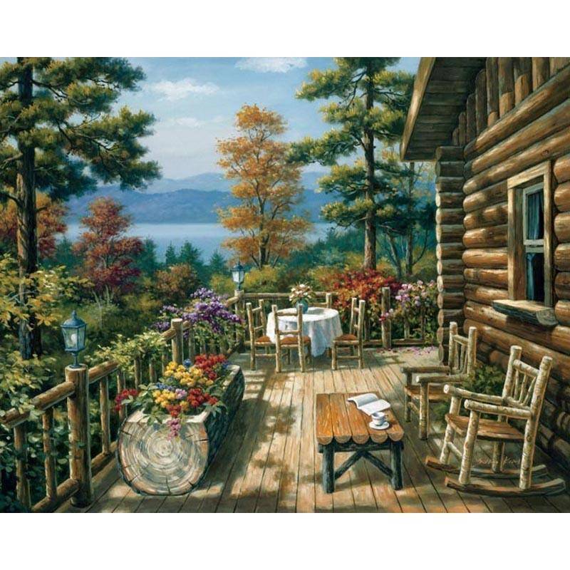 800x800 Balcony Of Flowers - Balcony Painting