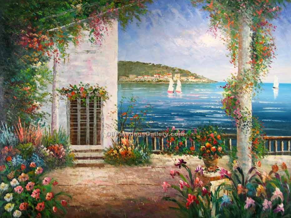 932x699 Balcony To The Sea (Painting Id La 1309 Kc) - Balcony Painting