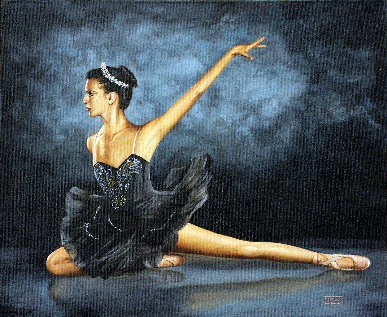 1250x1024 Black Swan - Ballerina Oil Painting