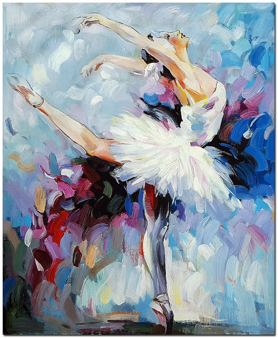 570x693 Signed Hand Painted Ballerina Oil Painting On Canvas - Ballerina Oil Painting