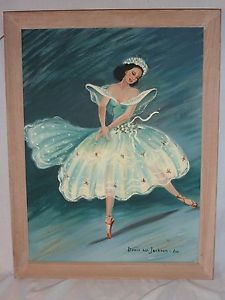 225x300 Vintage Mid Century Original Oil Painting Ballet Dancer Ballerina - Ballerina Oil Painting