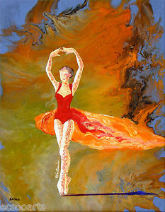 233x300 Original Acrylic Abstract Ballerina Painting Firebird Artist - Ballerina Painting