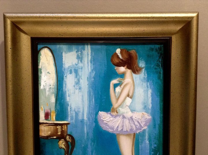 720x538 Morel, French Girl Ballerina Looking In A Mirror 1960's Oil - Ballerina Painting On Canvas