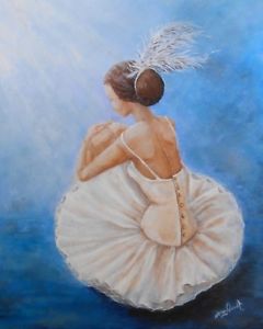 240x300 Pretty Pink Sitting Ballerina Original Painting On Canvas. 16x20 - Ballerina Painting On Canvas