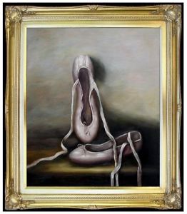 262x300 Framed Quality Oil Painting Ballerina Shoes In Gray Background - Ballerina Shoes Painting