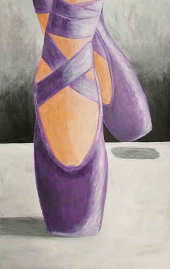 567x900 Purple Ballet Shoes Painting By Katrina Parker Williams - Ballerina Shoes Painting