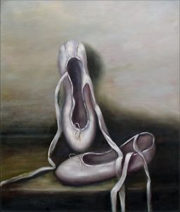 256x300 Quality Hand Painted Oil Painting Ballerina Shoes In Gray - Ballerina Shoes Painting