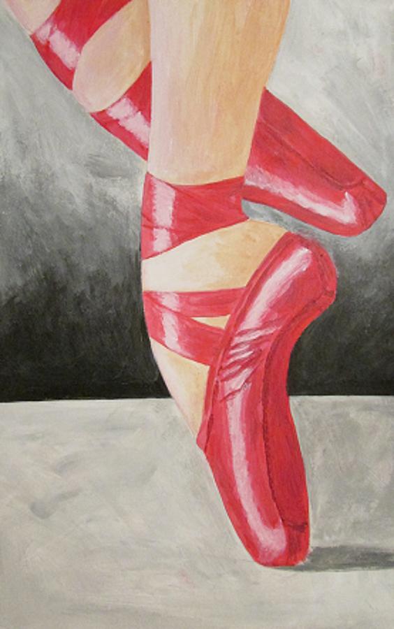 564x900 Red Ballet Shoes Painting By Katrina Parker Williams - Ballerina Shoes Painting