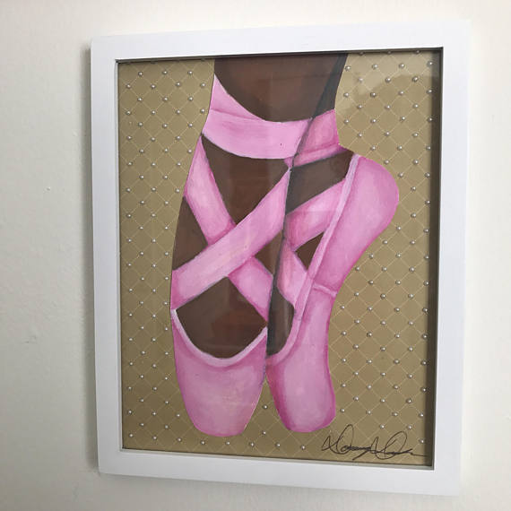 570x570 Black Art Ballet Shoes Acrylic Painting Black Ballerina - Ballerina Shoes Painting