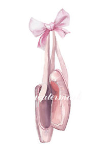 200x300 Ballet Dancer Prima Ballerina Shoes Slippers Watercolor Painting - Ballerina Shoes Painting
