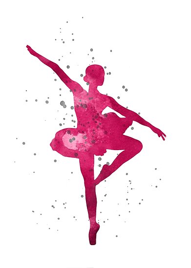 391x550 Ballerina Silhouette Watercolor Painting Posters By Joanna - Ballerina Silhouette Painting