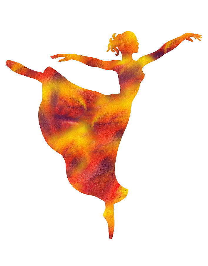 707x900 Flaming Dance Ballerina Silhouette Painting By Irina Sztukowski - Ballerina Silhouette Painting