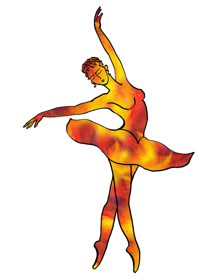 707x900 Ballerina Silhouette Dancing Fire Painting By Irina Sztukowski - Ballerina Silhouette Painting