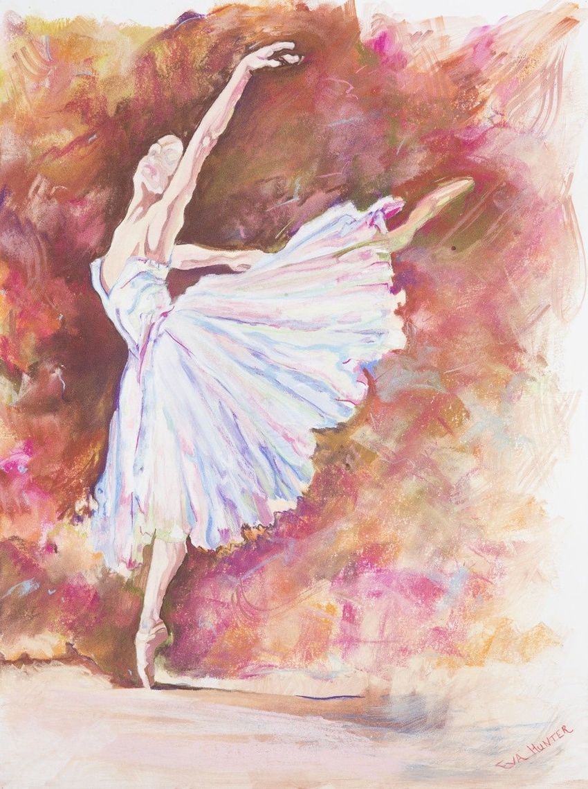 850x1139 Ballerina Grace Paintings By Eva Hunter - Ballerina Watercolor Painting