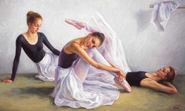 770x462 Saatchi Art Ballet Class Painting By Serguei Zlenko - Ballet Class Painting