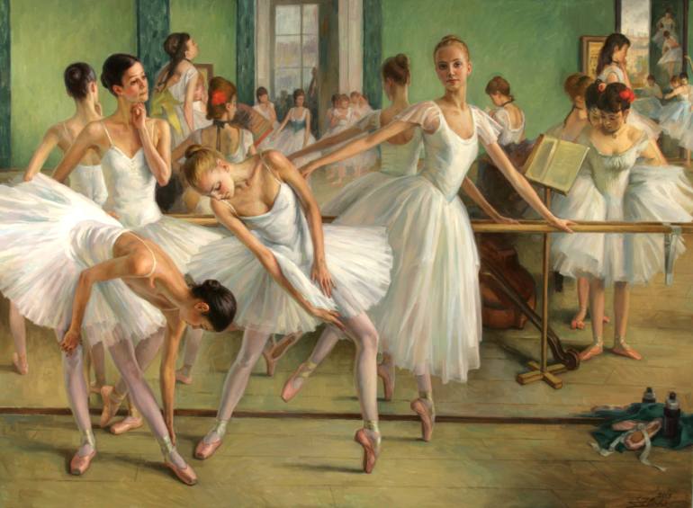 770x565 Saatchi Art The Dance Class 1874 2013 Painting By Serguei Zlenko - Ballet Class Painting