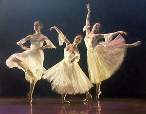 300x234 New William Oxer Original Canvas The Three Graces Ballet Dance - Ballet Girl Painting