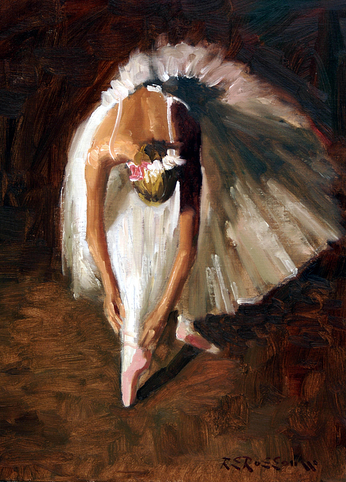 503x700 Ballerina With Pink Shoes Painting By Roelof Rossouw - Ballet Painting
