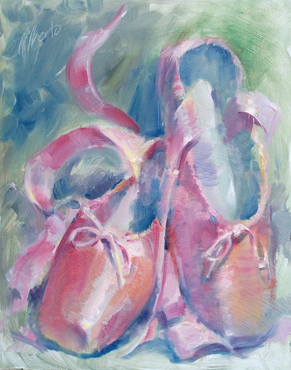 570x725 Original Oil Painting Of Ballet Shoes 11x14 Vertical Format By - Ballet Shoes Painting