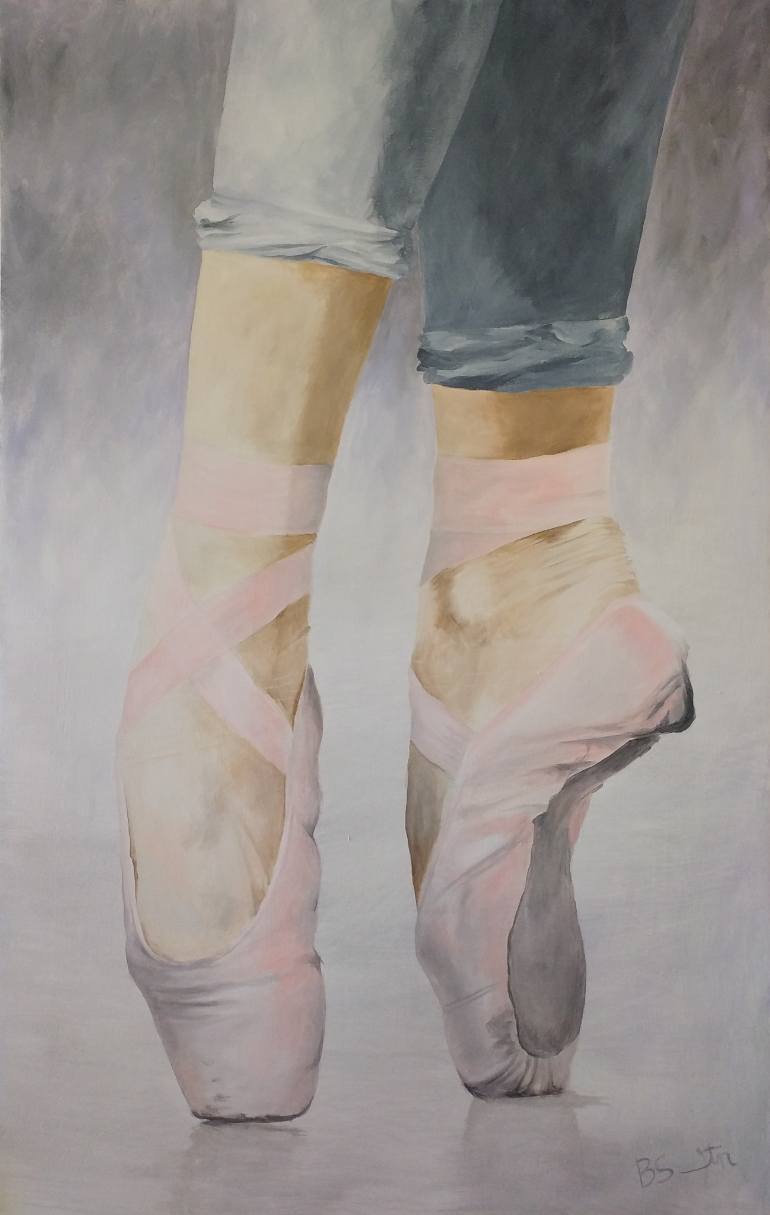 770x1215 Saatchi Art Ballet Shoes 2 Painting By Beverley Smith Martin - Ballet Shoes Painting