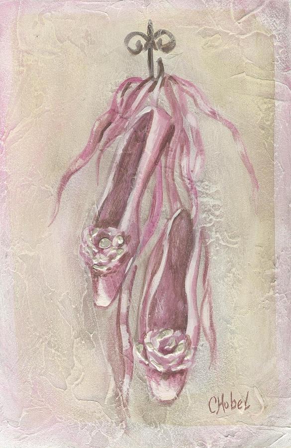 585x900 Ballet Shoes Painting Painting By Chris Hobel - Ballet Shoes Painting