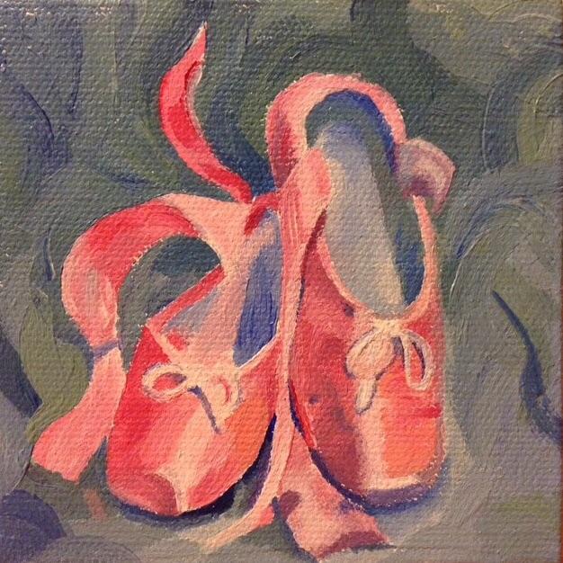 626x626 Ballet Slippers, Acrylic On 4x4 Canvas. Did This Several Years Ago - Ballet Slipper Painting