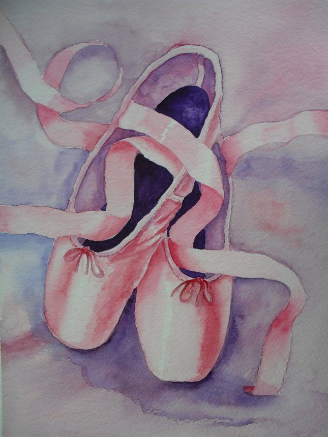 645x860 Dancing Pink Ballet Shoes By Yvie Stewart Group Paintings - Ballet Slipper Painting