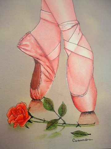 360x480 Vintage 70s Painting Of Pink Ballet Shoes By Cherryberryvintage - Ballet Slipper Painting