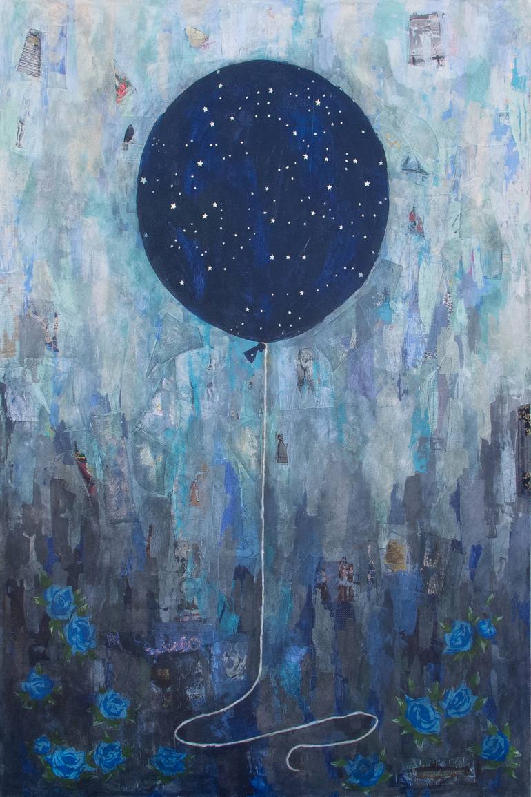 770x1154 Saatchi Art Night Balloon Painting By Rebecca Rebouche - Balloon Painting