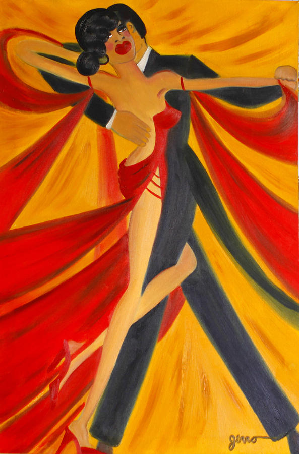 593x900 Ballroom Dancing Tango Painting By Helen Gerro - Ballroom Dance Painting