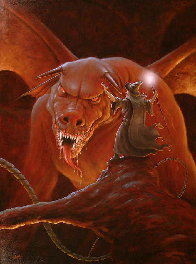 667x900 Gandalf Fighting The Balrog Painting By John Silver - Balrog Painting