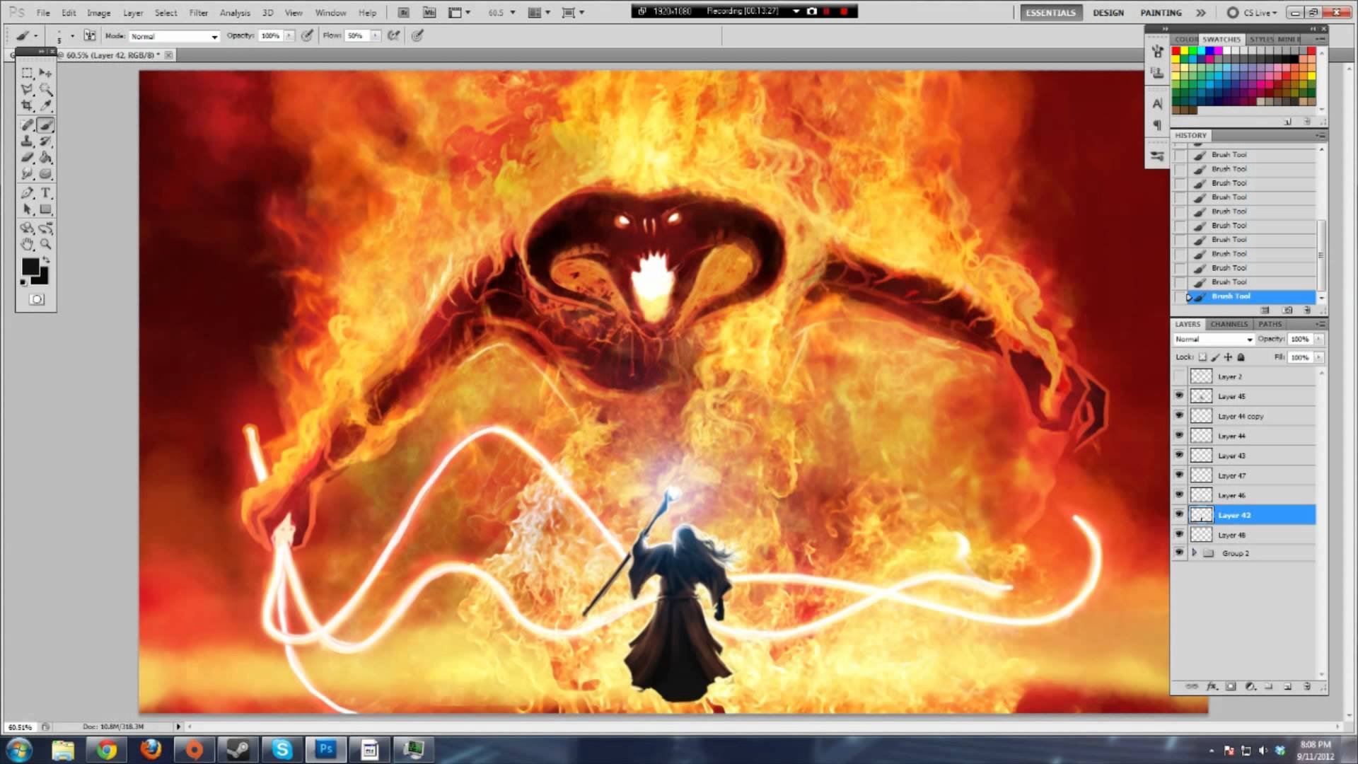 1920x1080 Gandalf Vs Balrog Digital Paint - Balrog Painting