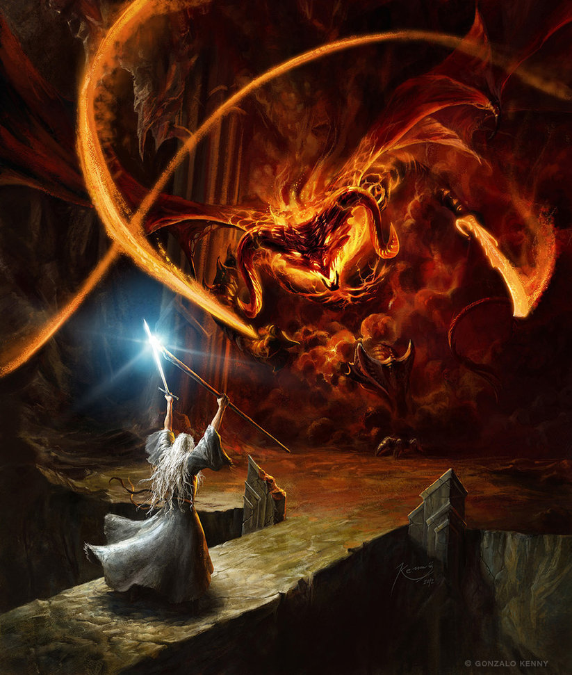 823x971 Gandalf And The Balrog By Gonzalokenny - Balrog Painting