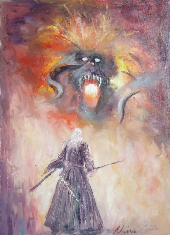 570x787 Gandalf Vs Balrog Lord Rings Painting Lord - Balrog Painting