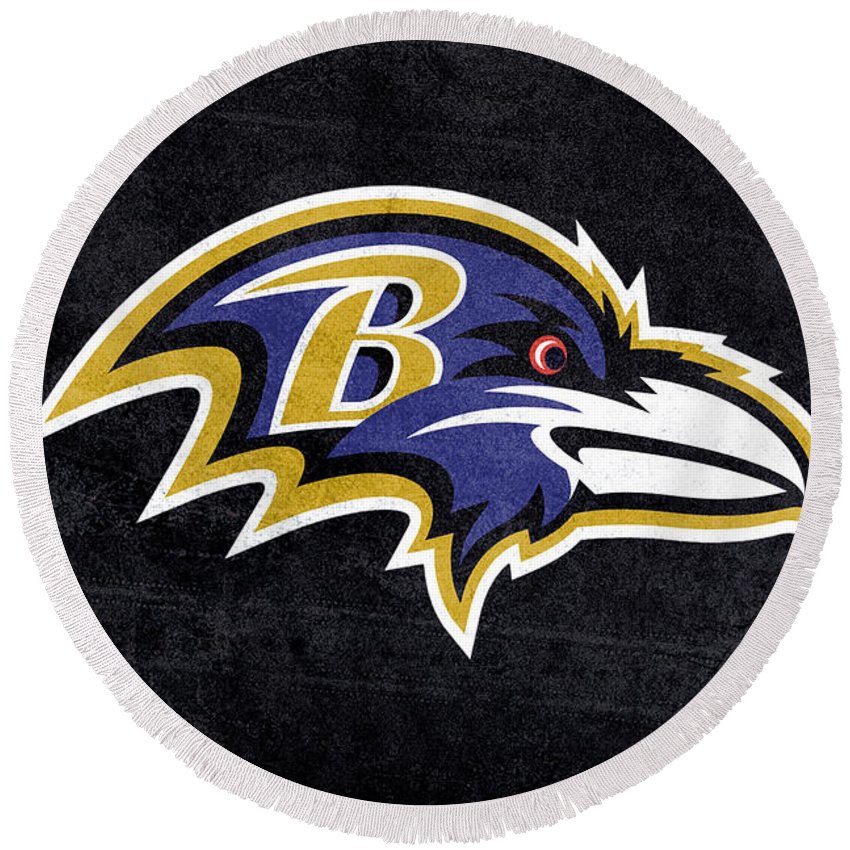 850x850 Baltimore Ravens Logo Digital Painting Round Beach Towel For Sale - Baltimore Ravens Painting