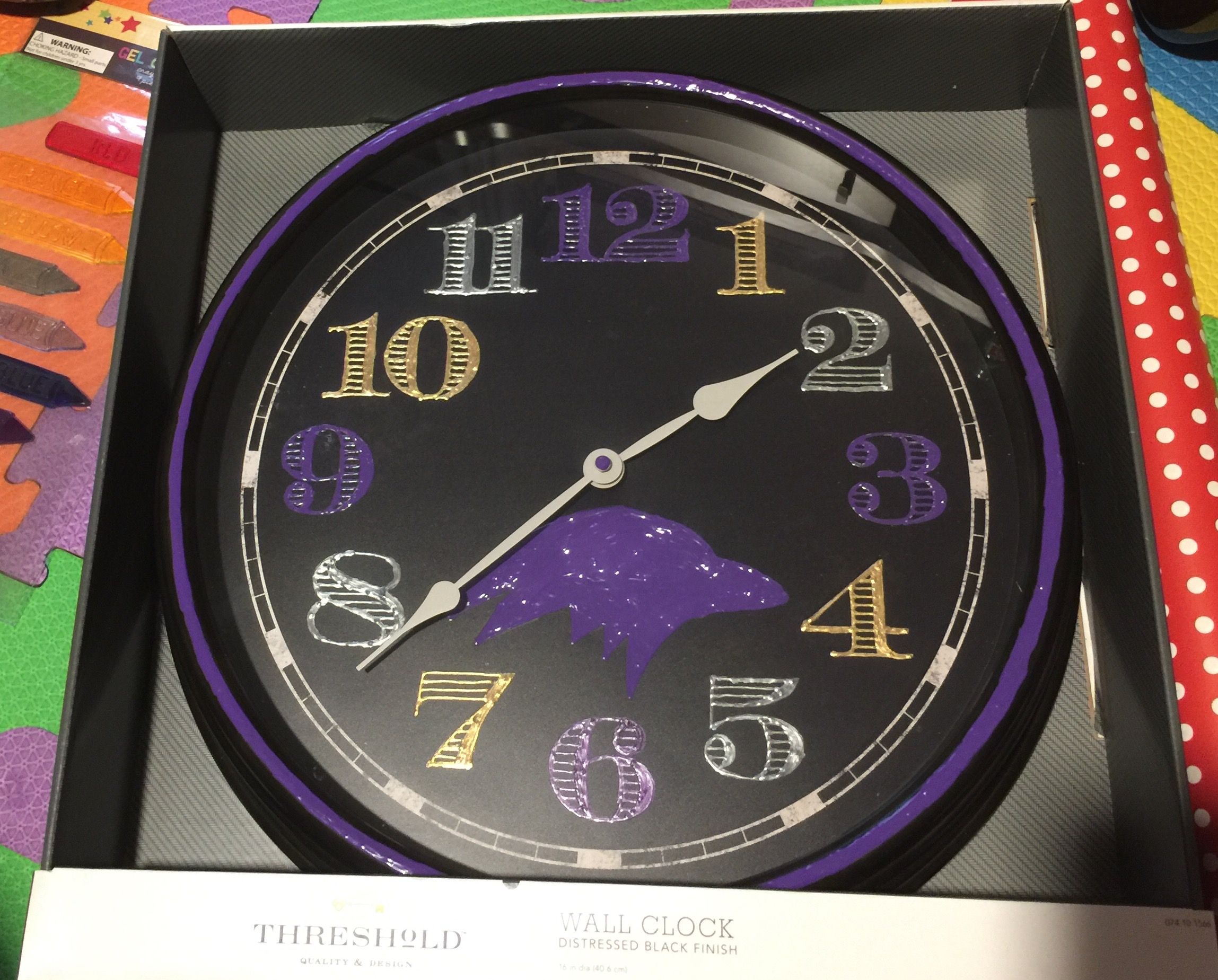 2297x1849 Clearance Clock From Target And A Little Fabric Paint You Have - Baltimore Ravens Painting