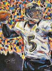 185x250 Joe Montana San Francisco 49ers Signed 40x57 John Stango Original - Baltimore Ravens Painting