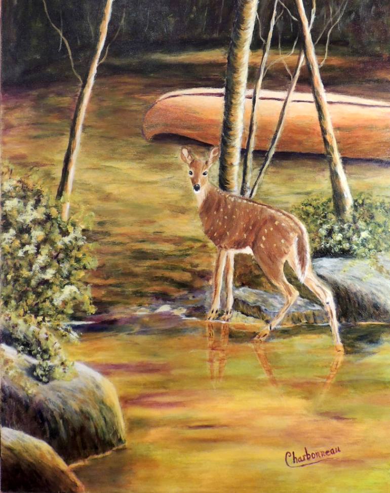 770x973 Saatchi Art Splendor Of Nature, Bambi Painting By Sylvie Charbonneau - Bambi Painting
