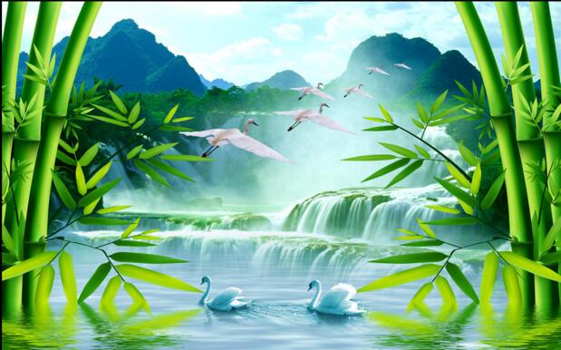 619x386 3d Wallpaper Custom Mural Non Woven Wall Sticker 3d Bamboo Forest - Bamboo Forest Painting