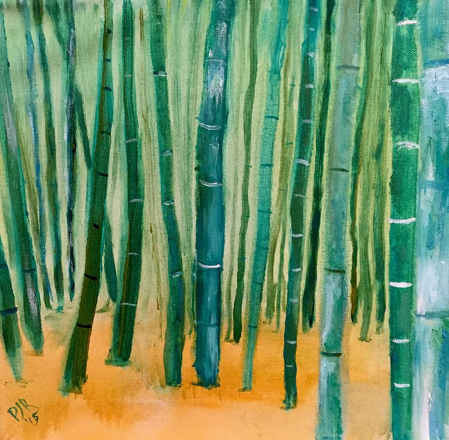 900x883 Bamboo Forest Painting By Peggy Rockey - Bamboo Forest Painting