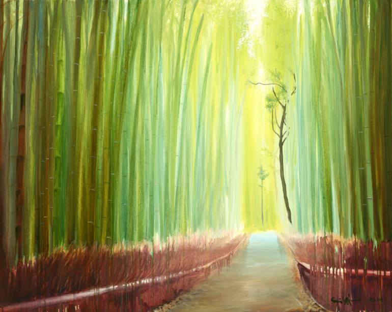 770x614 Saatchi Art Bamboo Forest Painting By Agnes Szikra - Bamboo Forest Painting
