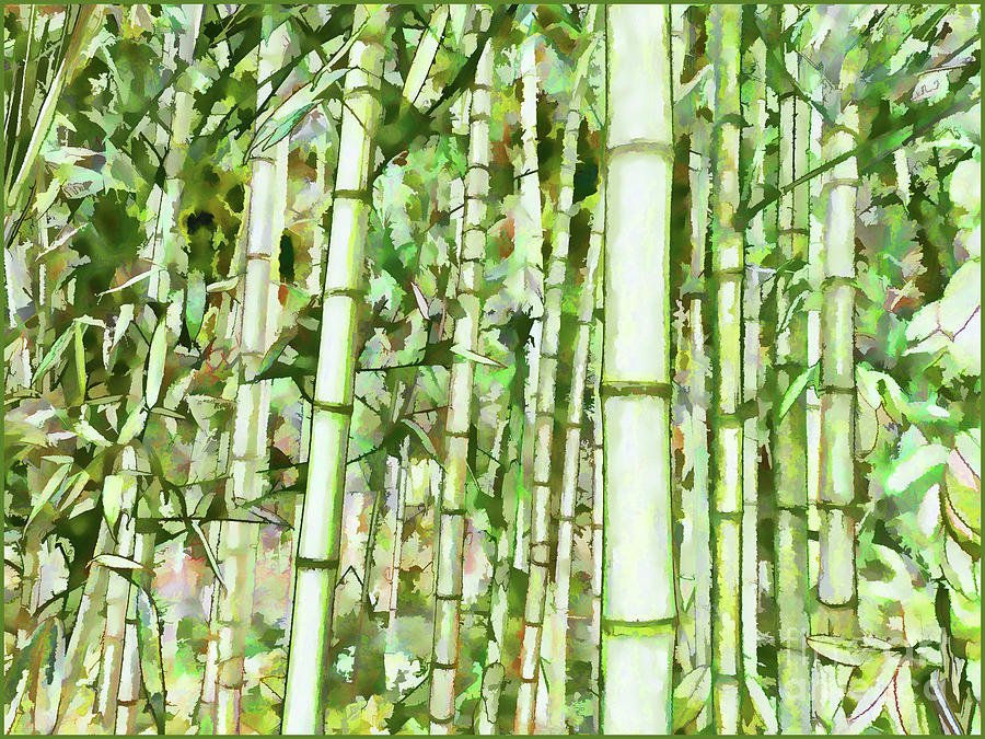 900x675 Zen Bamboo Forest Painting By Jeelan Clark - Bamboo Forest Painting