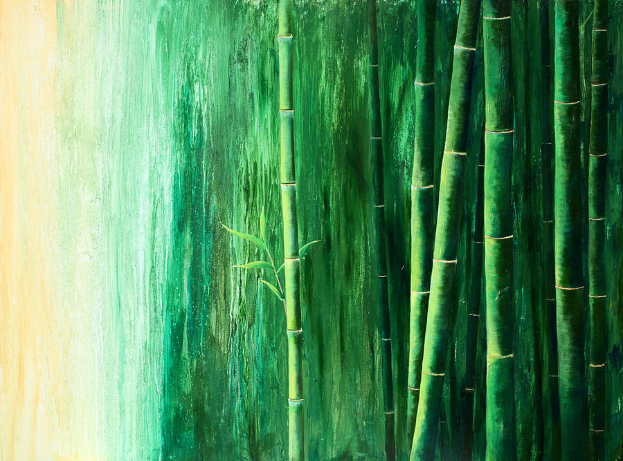 900x667 Bamboo Forest Painting By Amani Hanson - Bamboo Forest Painting
