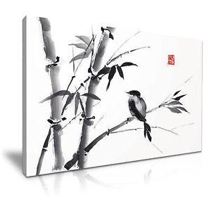 300x300 Chinese Art Bird Bamboo Painting Canvas Framed Print ~ More Size - Bamboo Painting