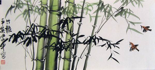 600x273 Green Bamboo - Bamboo Painting