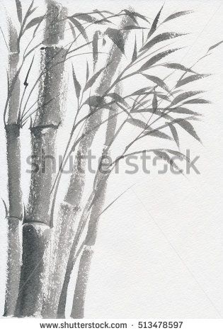 315x470 Best 16 Watercolor Painting Images On Stock Photos - Bamboo Painting Black And White