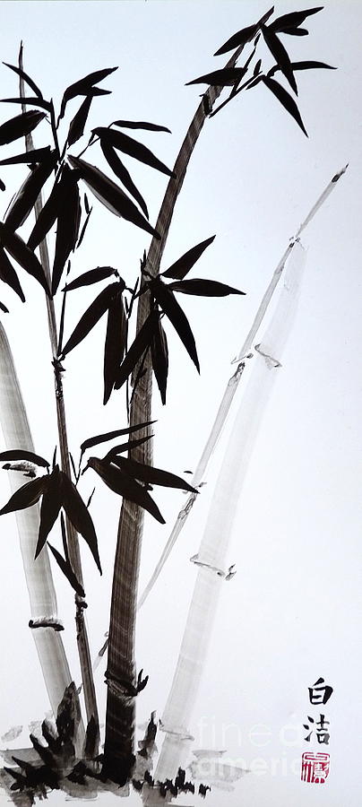 404x900 Black Bamboo - Bamboo Painting Black And White