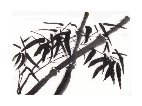 473x355 Chinese Painting Bamboo Horizontal Version Prints By Jim80 - Bamboo Painting Black And White